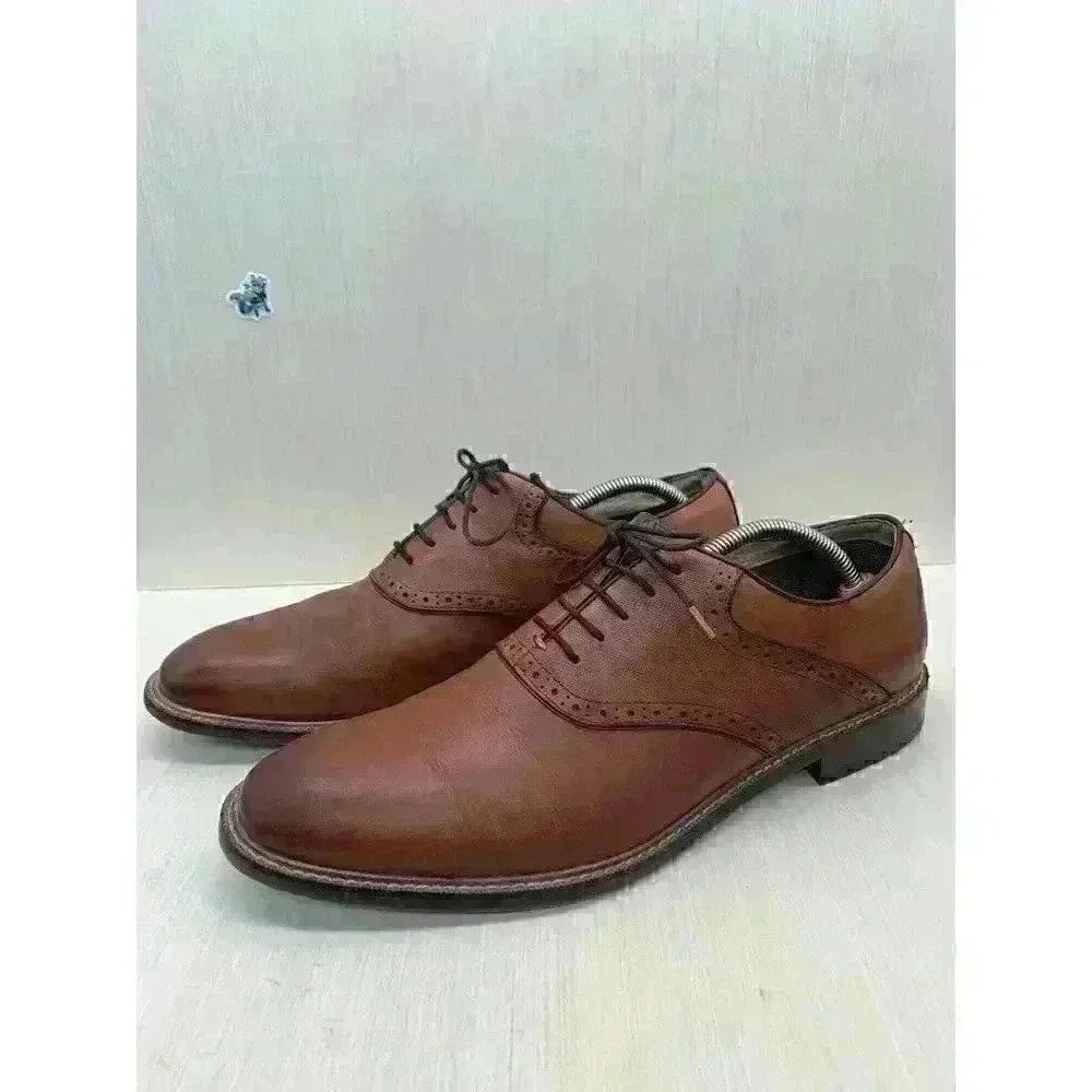 Aston Grey Ybilia Men’s Saddle Brown Leather Oxfords Lace Up Shoes Size US 11 - Picture 1 of 10